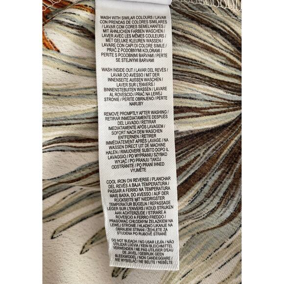 Primark Size 8 Brown Tan Palm Leaves Print Side Slit Button Midi Skirt Vintage - Picture 8 of 9